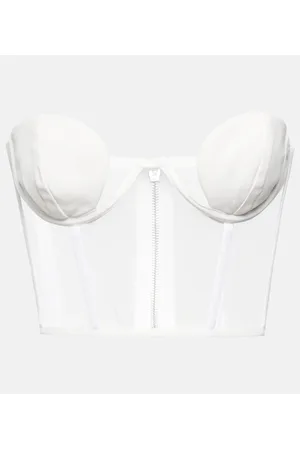 Nensi Dojaka Bridal tulle-paneled crÃªpe bustier