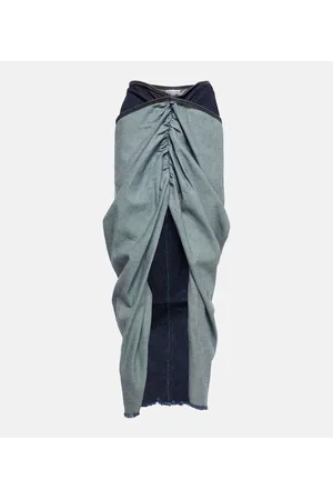 Alaïa AlaÃ¯a Draped denim maxi skirt