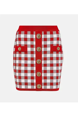 Balmain Gingham knit miniskirt