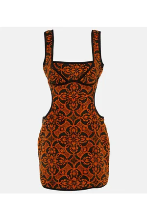 Marine Serre Jacquard cutout cotton minidress