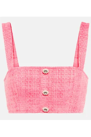 Self-Portrait BouclÃ© embellished cropped top