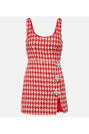 Self-Portrait Checked bouclÃ© minidress