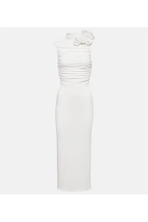 MAGDA BUTRYM Bridal floral-appliquÃ© ruched midi dress