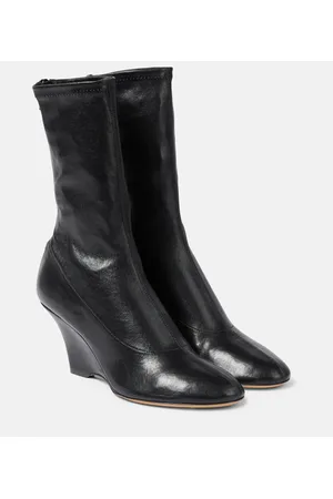 Khaite Apollo wedge leather ankle boots