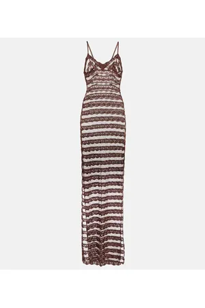 AYA MUSE Semi-sheer lace camisole maxi dress