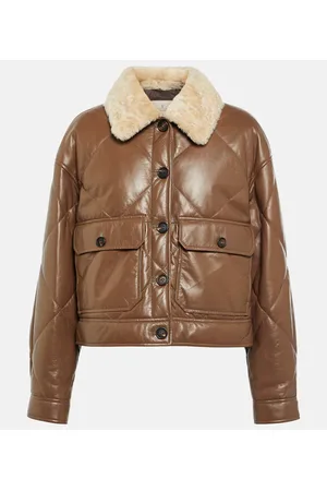 Brunello Cucinelli Shearling-trimmed leather jacket