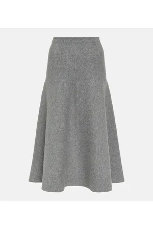 VALENTINO High-rise wool-blend midi skirt