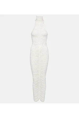 ALEX PERRY Crystal-embellished ruched maxi dress