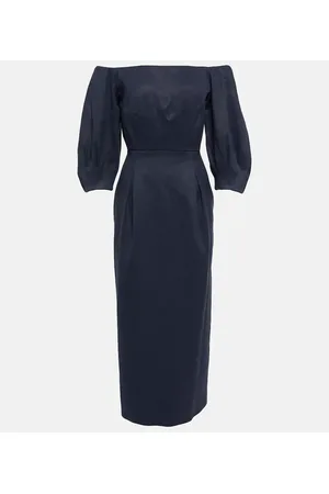 GABRIELA HEARST Off-shoulder hemp and cotton midi dress