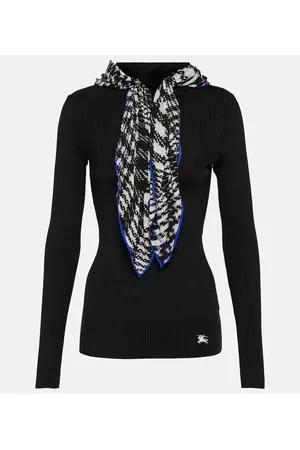 Burberry Scarf-detail ribbed-knit sweater