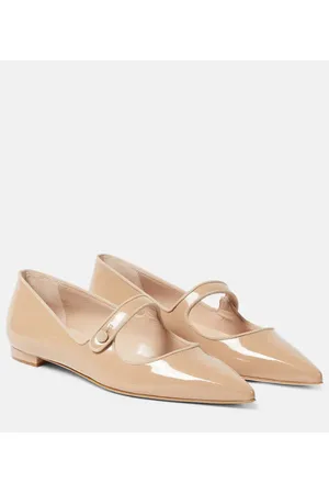 Manolo Blahnik Campari patent leather ballet flats