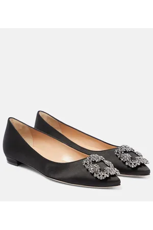 Manolo Blahnik Hangisiflat embellished satin ballet flats