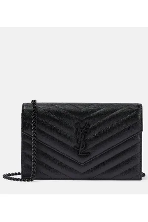 Saint Laurent Cassandre matelassÃ© envelope leather wallet on chain