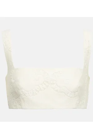 VALENTINO Embroidered cotton-blend bralette