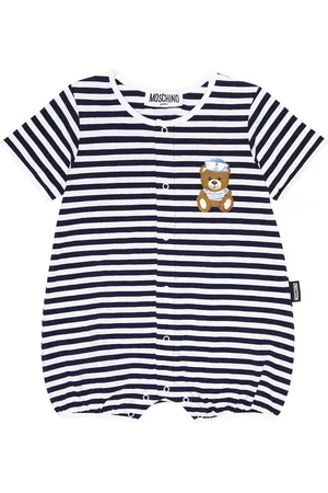 Moschino Baby striped cotton-blend playsuit