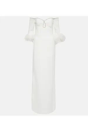 Rebecca Vallance Bridal Plume feather-trimmed crÃªpe gown
