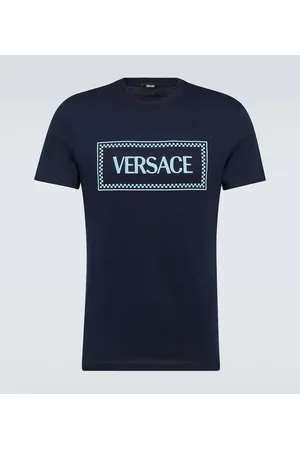 VERSACE Logo embroidered cotton jersey T-shirt