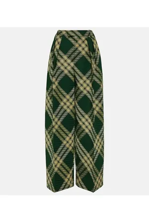 Burberry Checked wool twill wide-leg pants