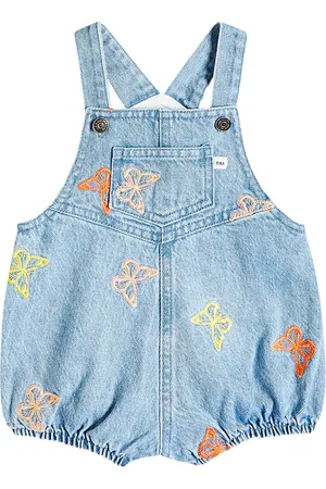 The New Society Baby Burbank embroidered denim playsuit