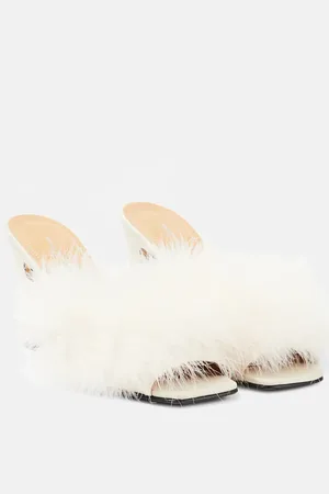 Maison Margiela Feather-embellished mules