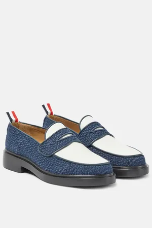 Thom Browne Leather-trimmed tweed loafers