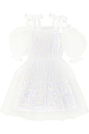 PAADE Ruched floral cotton-lined tulle dress
