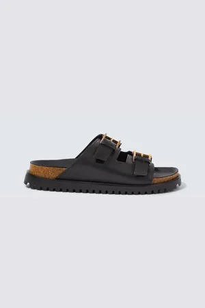 VERSACE Barocco leather-trimmed slides