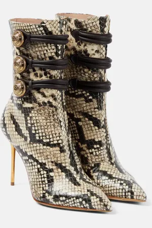 Balmain Alma snake-effect leather ankle boots