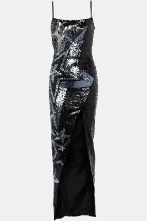 Balmain Sequined side-slit maxi dress