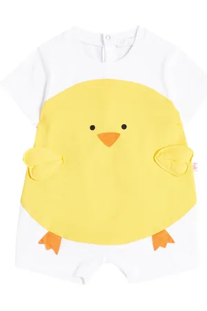 Il gufo Baby printed cotton jersey playsuit