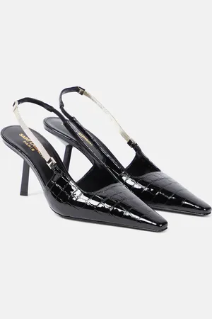 Saint Laurent Blake croc-effect leather slingback pumps