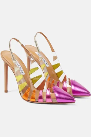 Aquazzura Hot Rumor leather and PVC 105 slingback pumps