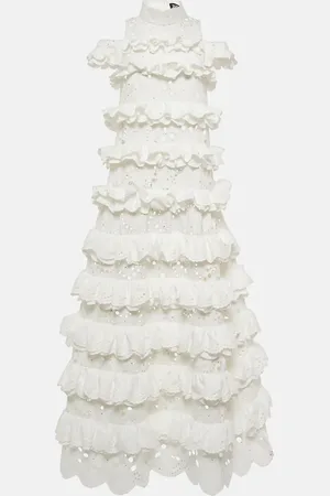 SUSAN FANG Embroidered ruffled maxi dress