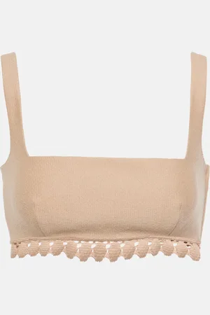 VALENTINO Scalloped cotton-blend bra top