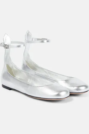 VALENTINO GARAVANI Tan-Go metallic leather ballet flats