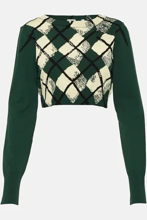 Burberry Argyle cropped cotton sweater