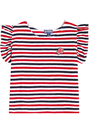 Vilebrequin Genny striped ruffled cotton top