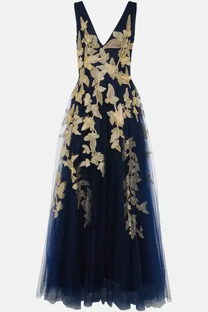 Costarellos Arcangela appliquÃ© tulle gown