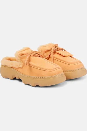 Burberry Stony faux fur-lined suede mules