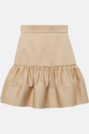 Patou Ruffled cotton gabardine miniskirt