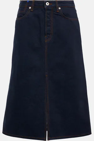 Burberry High-rise denim midi skirt
