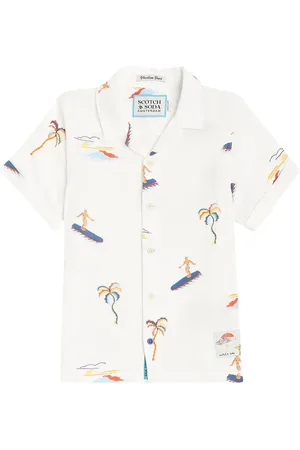 Scotch&Soda Printed cotton bowling shirt