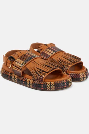 ULLA JOHNSON Fringed woven leather sandals