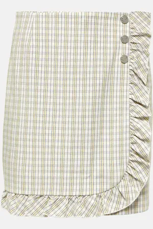 Tory Burch Ruffled pinstripe cotton skort