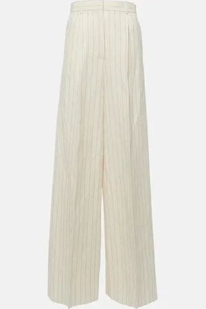 Max Mara Giuliva pinstripe canvas wide-leg pants