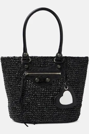 Balenciaga Le Cagole Medium raffia shoulder bag