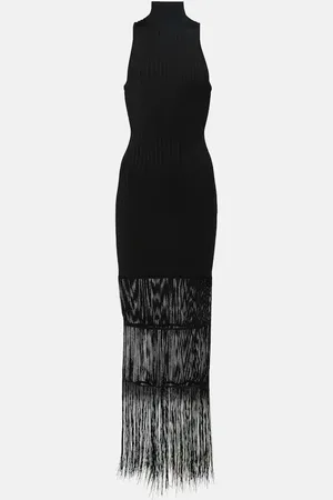 Khaite Zare fringed ribbed-knit maxi dress