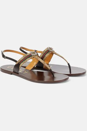 Gucci Leather-trimmed thong sandals
