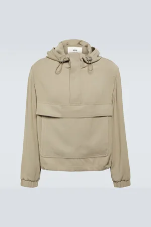 Ami Hooded half-zip twill jacket
