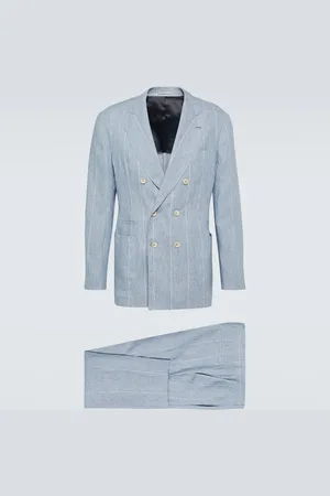 Brunello Cucinelli Striped double-breasted linen suit